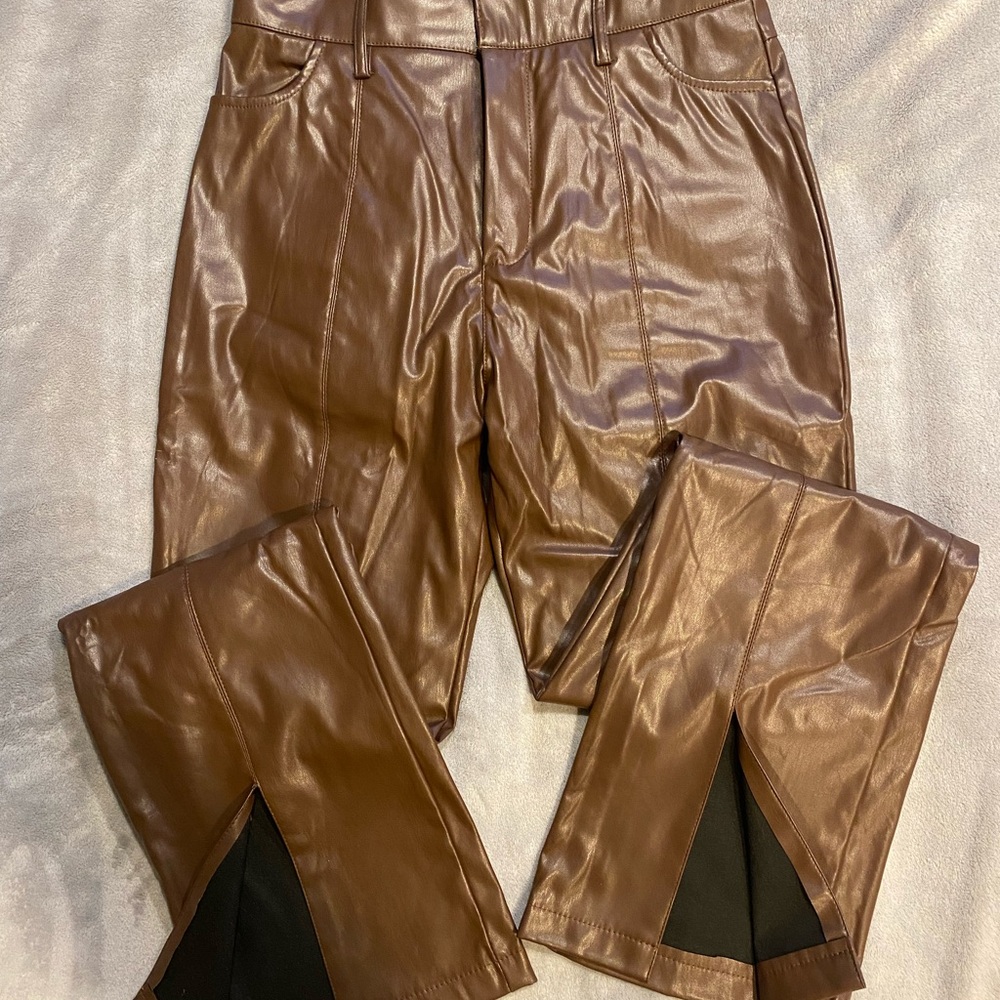 NWOT Brown Faux Leather Pants